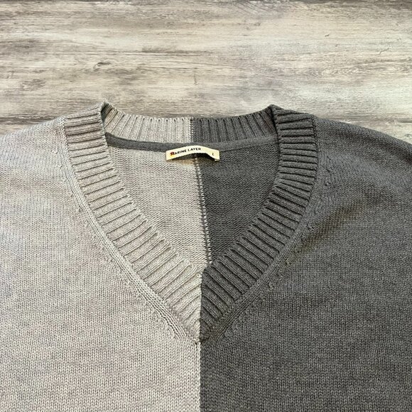 Marine Layer Gisel Oversize Contrast Sweater In Vapor/Pavement (Greys), Large - Picture 4 of 11